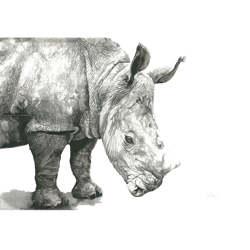 Delilah the Rhino: Watercolour Wall Print
