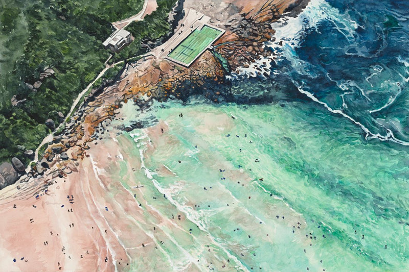 Beach landscape watercolour