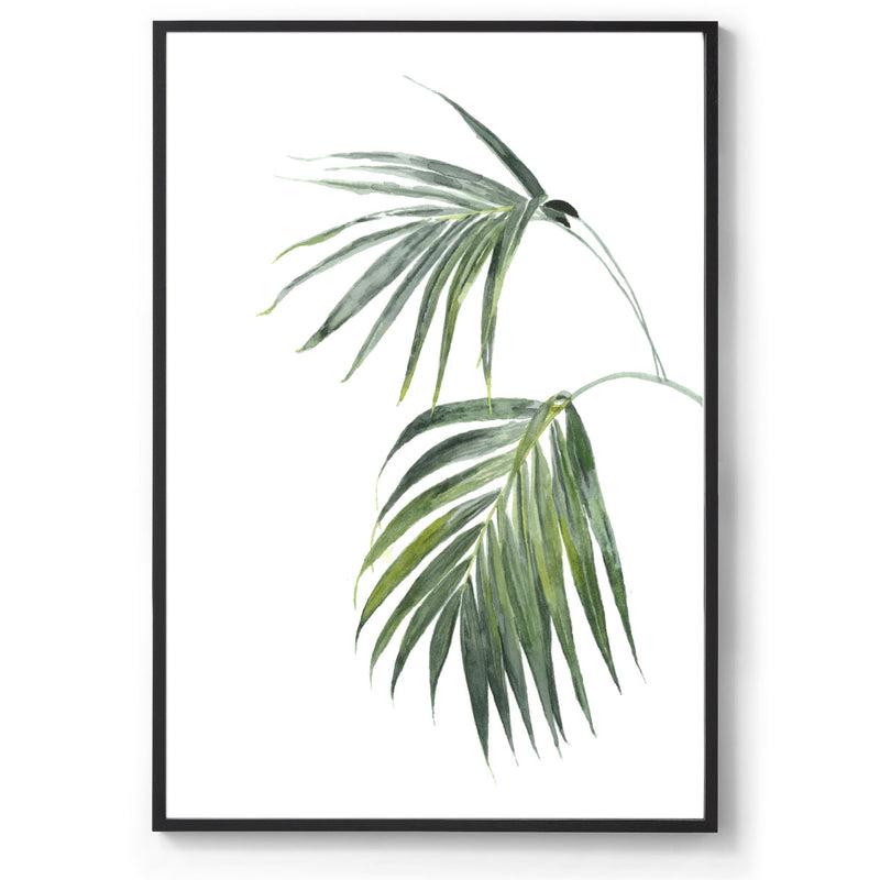 Tropical palm watercolour art print black frame