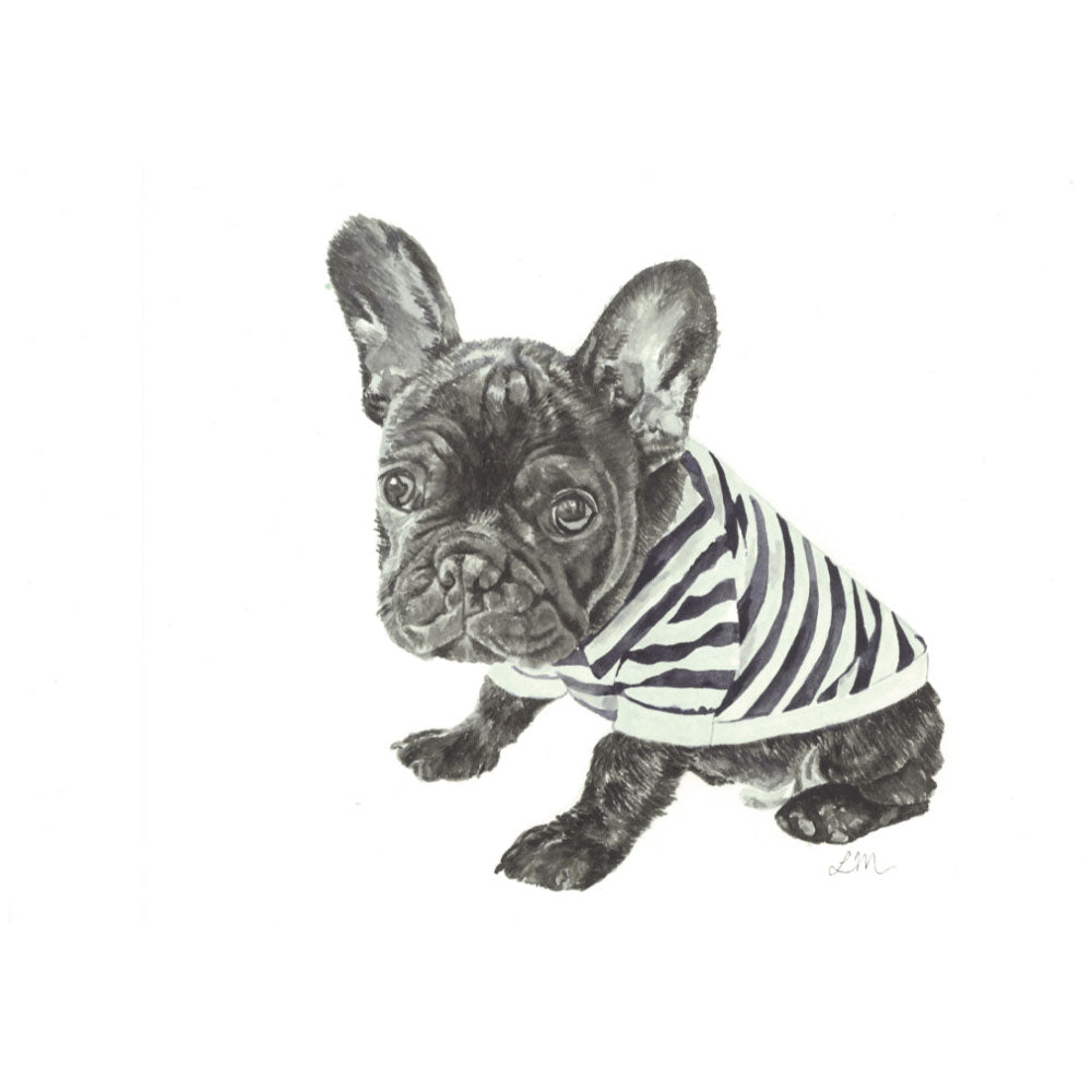Hank the Frenchie: Watercolour Wall Print