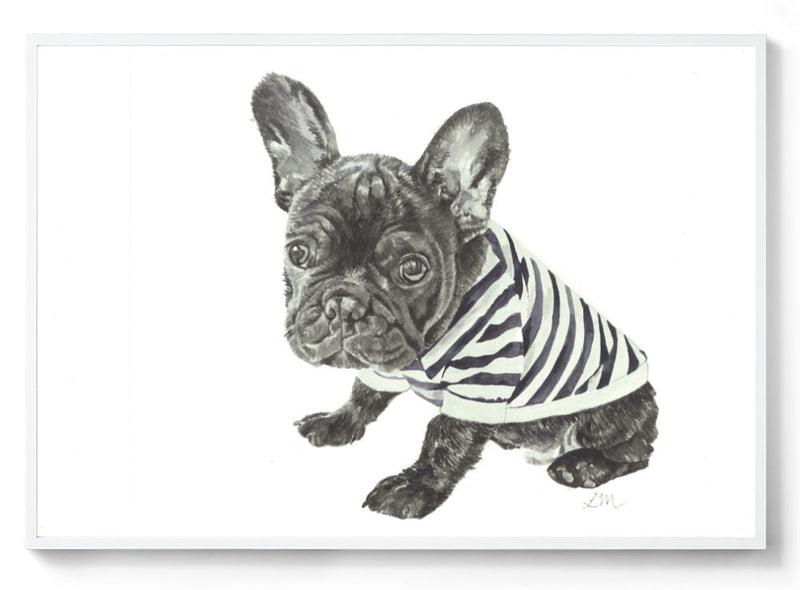 Hank the Frenchie: Watercolour Wall Print