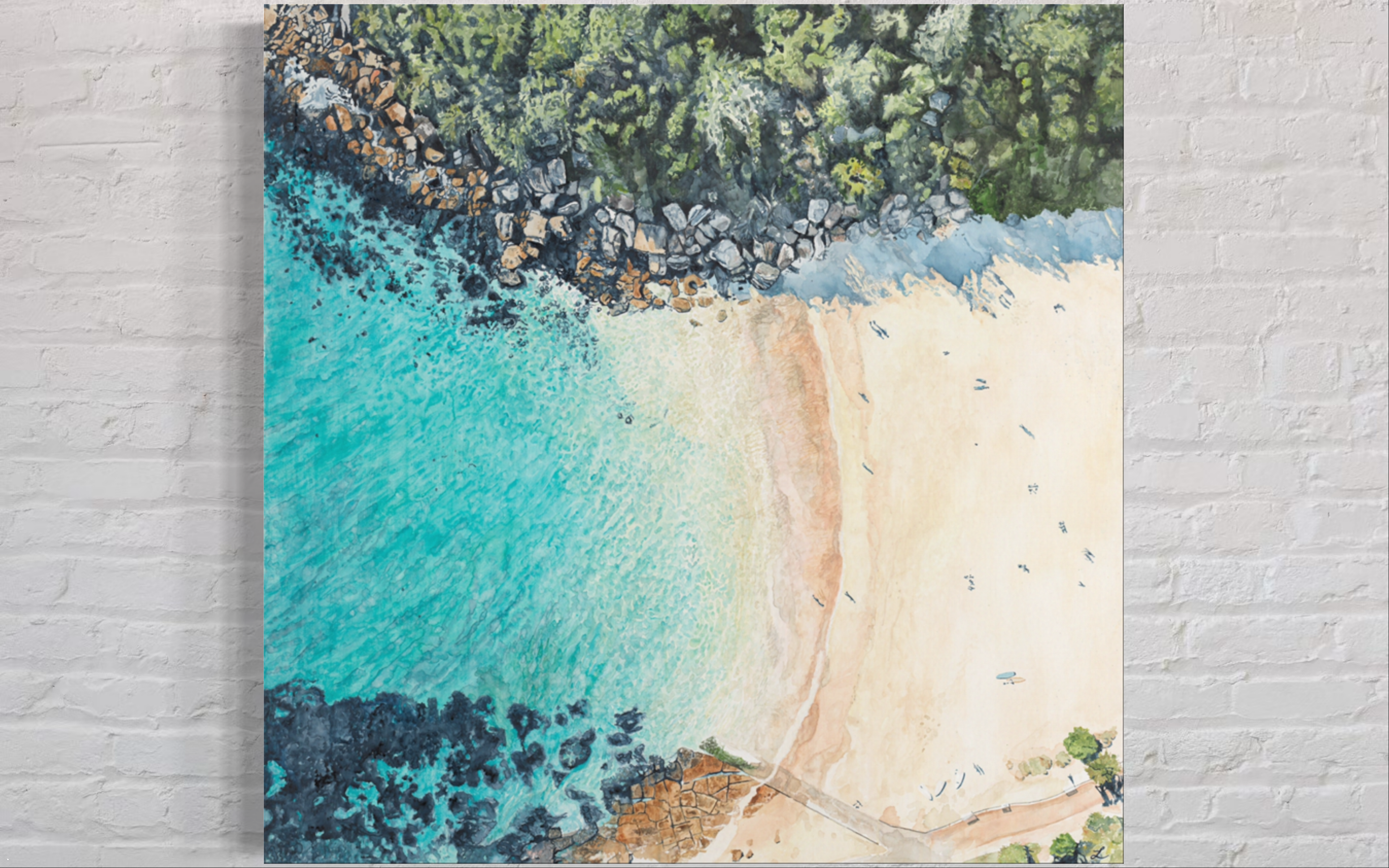 Shelly Beach, Manly: Original Watercolour Wall Artwork