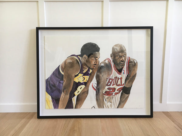 Kobe Bryant & Michael Jordan: Basketball Original Watercolour Artwork