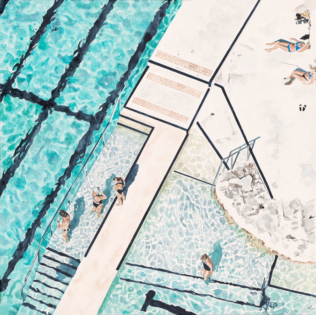 Dipping Days - Bondi Beach: Limited Edition Watercolour Wall Print