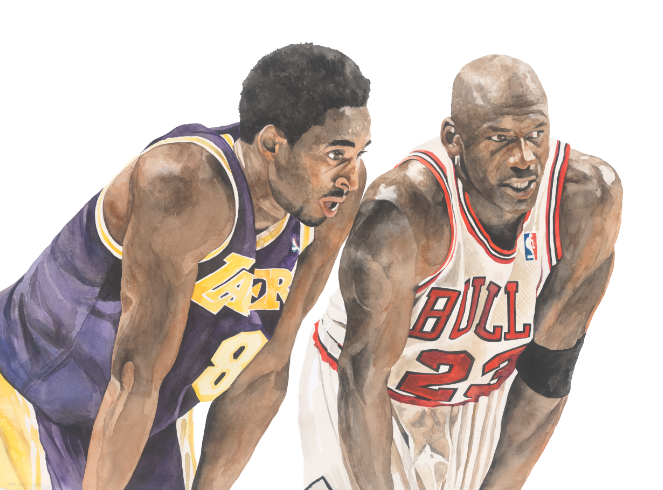 Michael Jordan and kobe Bryant art print