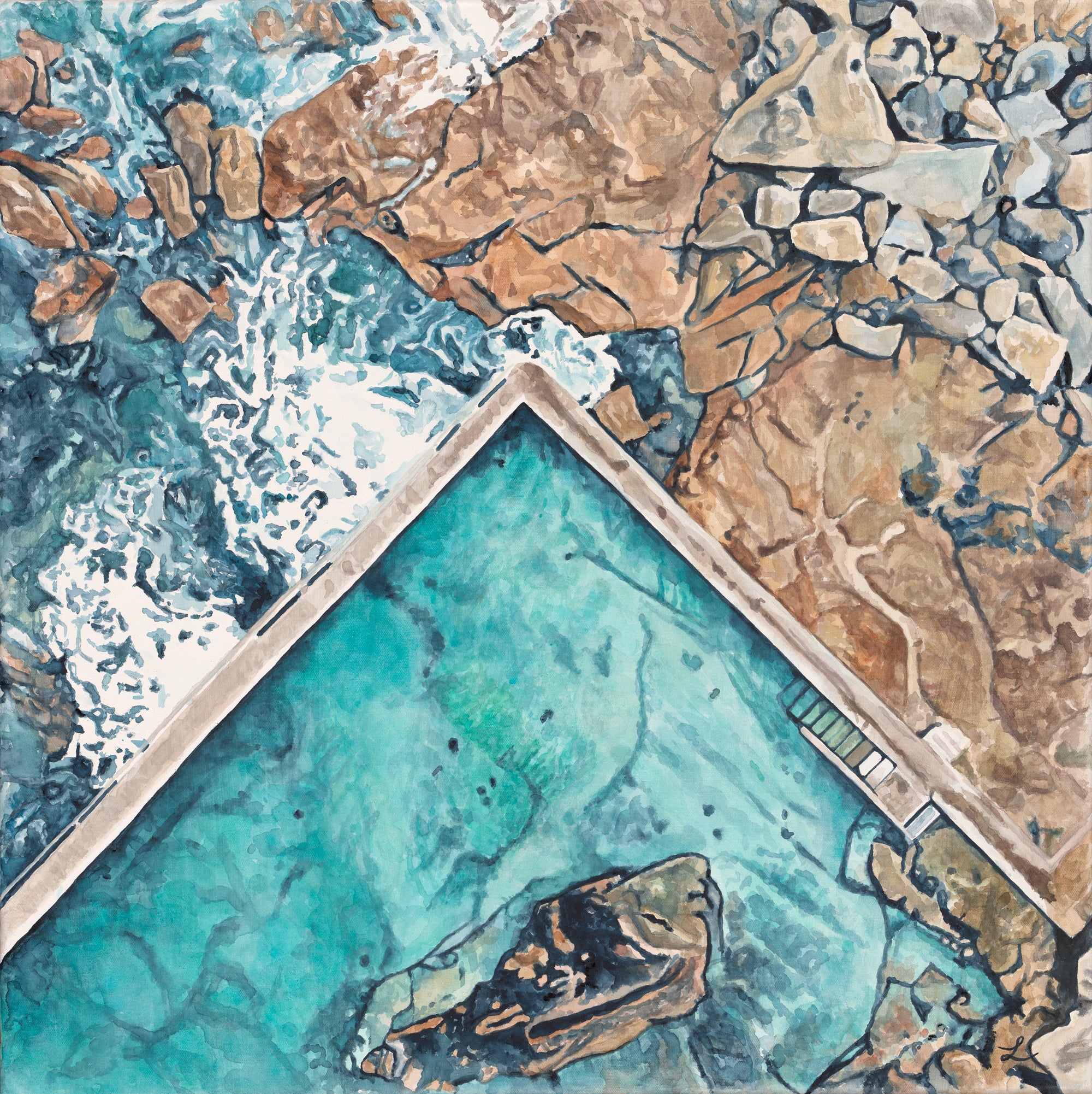 North Curly Rockpool: Limited Edition Watercolour Wall Print
