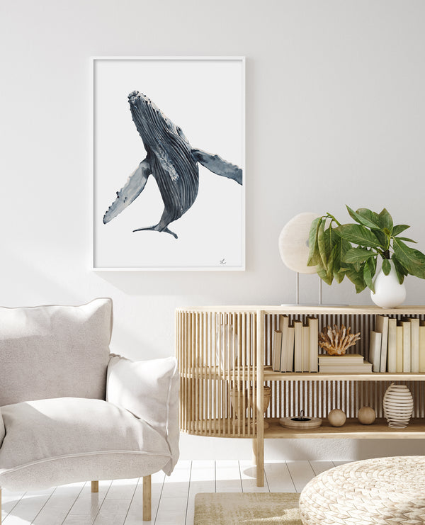 'The Dance' Hump Back Whale Limited Edition Watercolour Wall Print