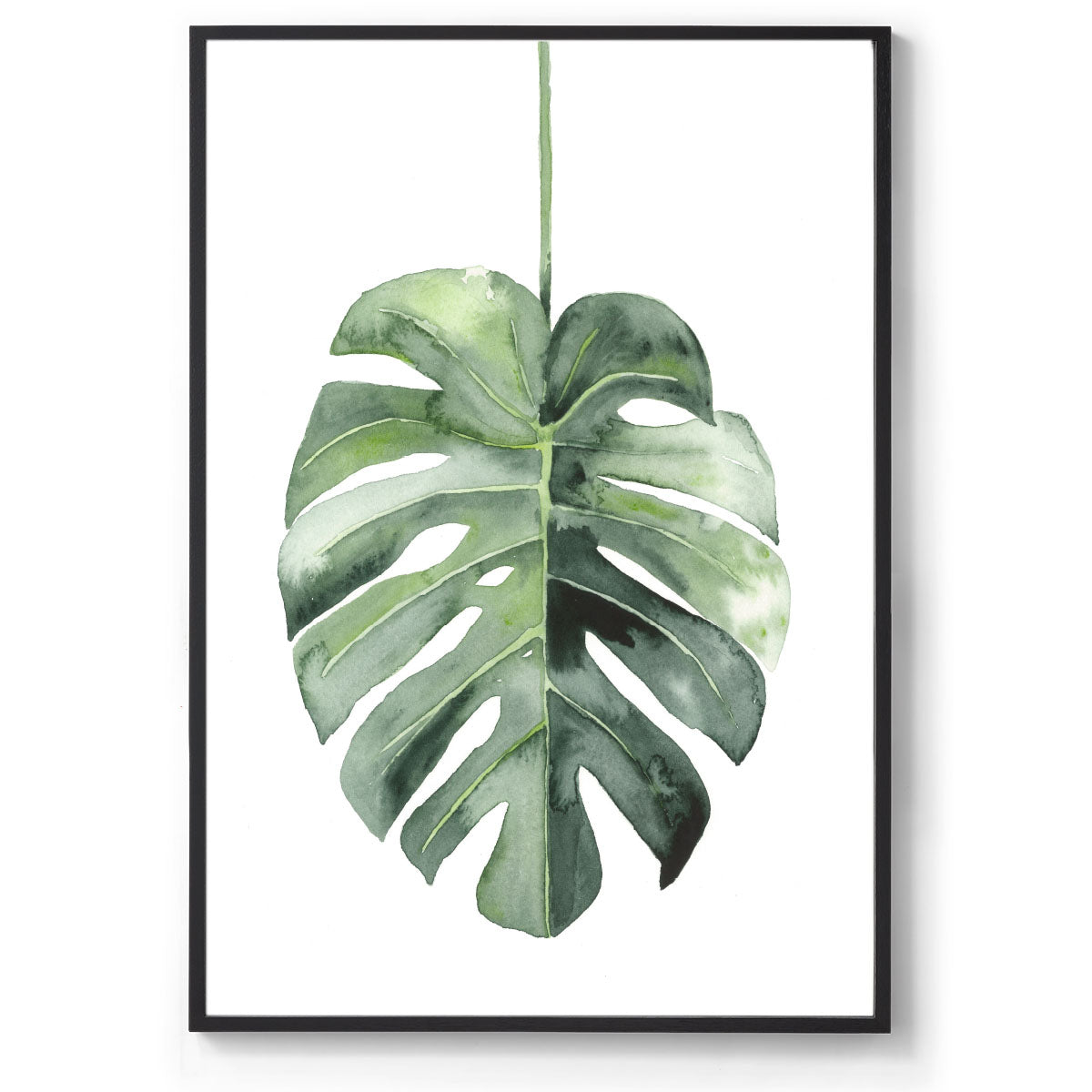 Watercolour botanical monstera art print black frame