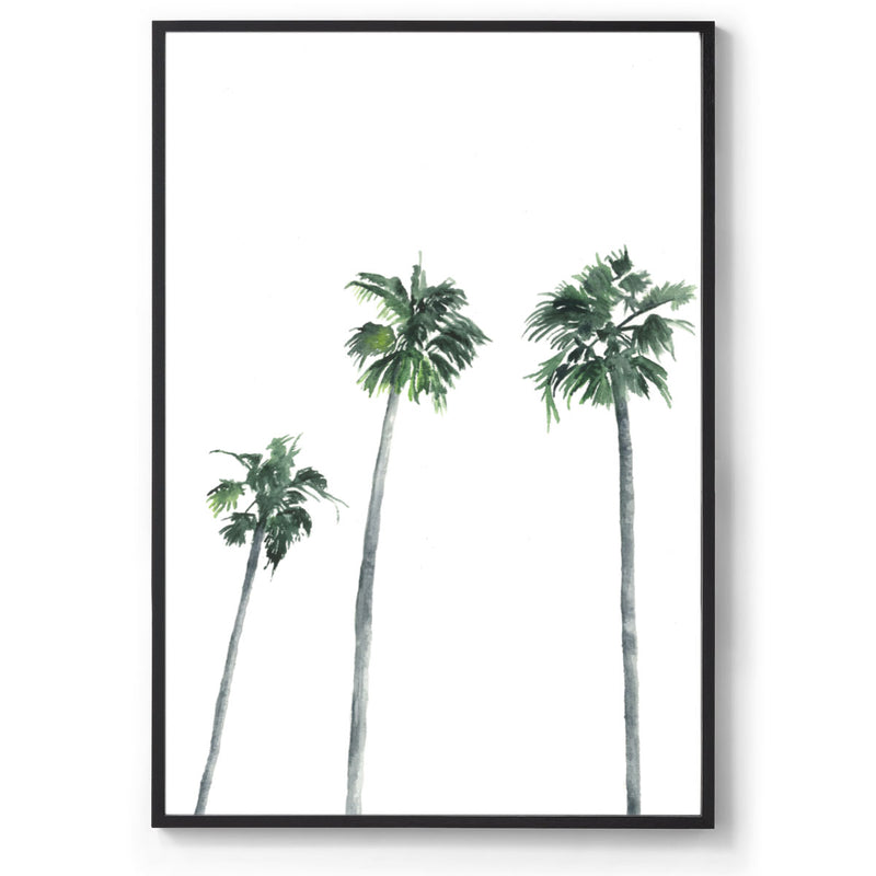 Palm tree watercolour art print black frame