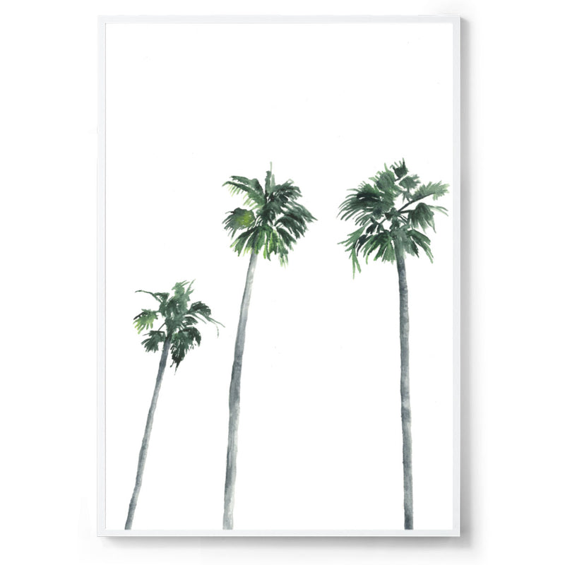 Palm tree watercolour art print white frame