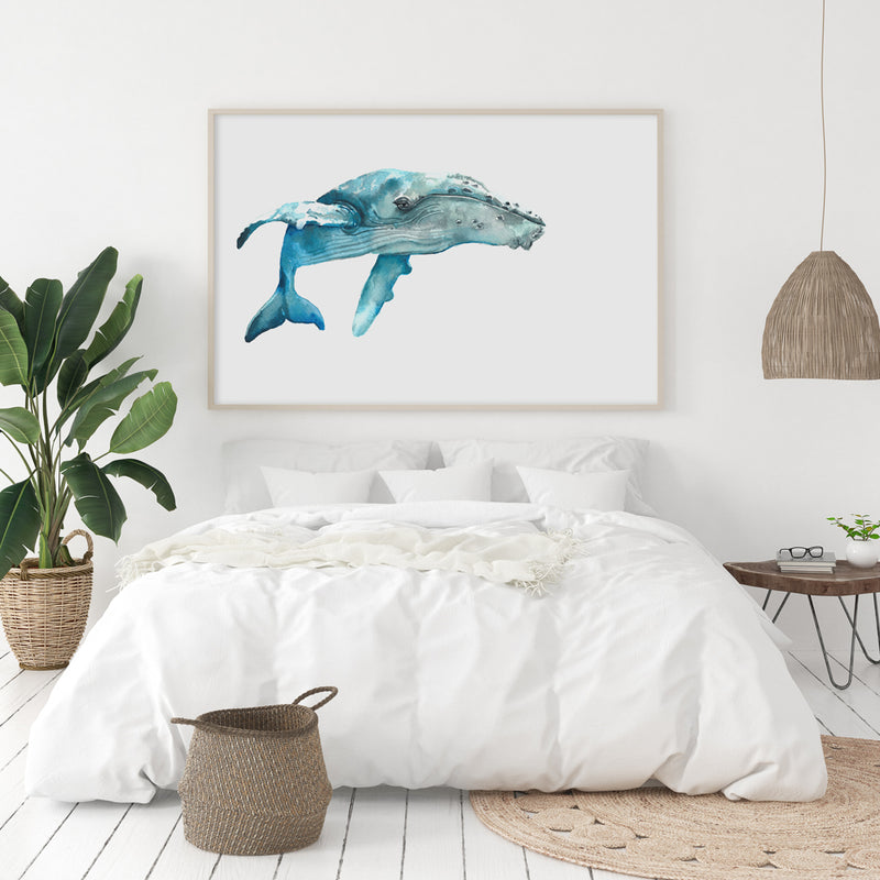 Coastal homewares whale art print