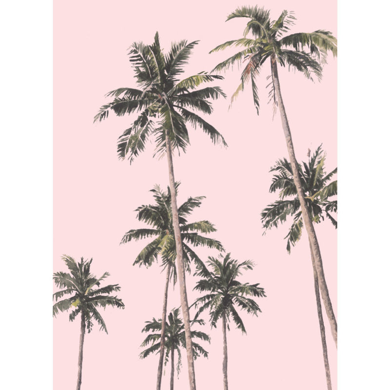 Hampton palm trees tropical art print pink sunset