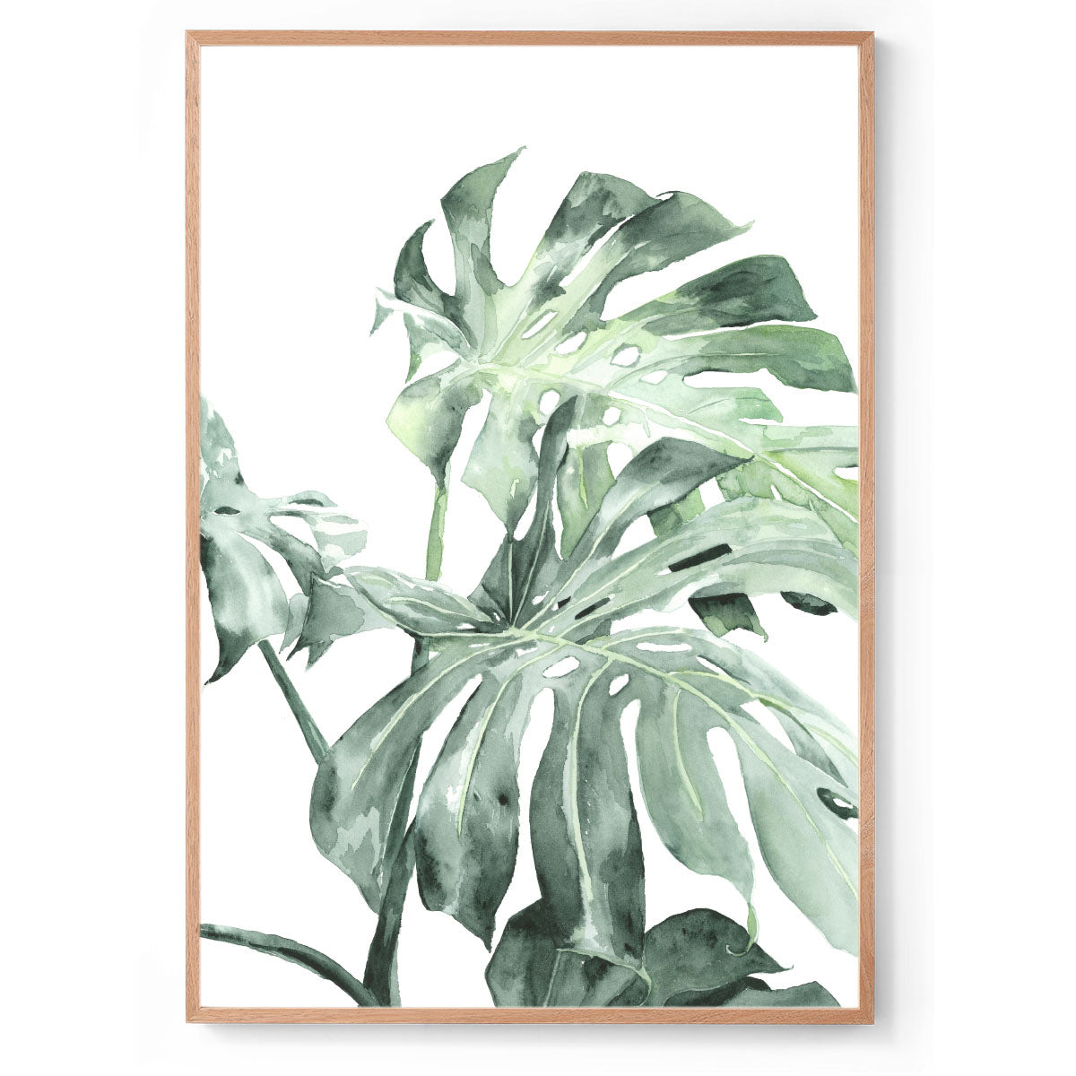 Watercolour botanical art print oak frame