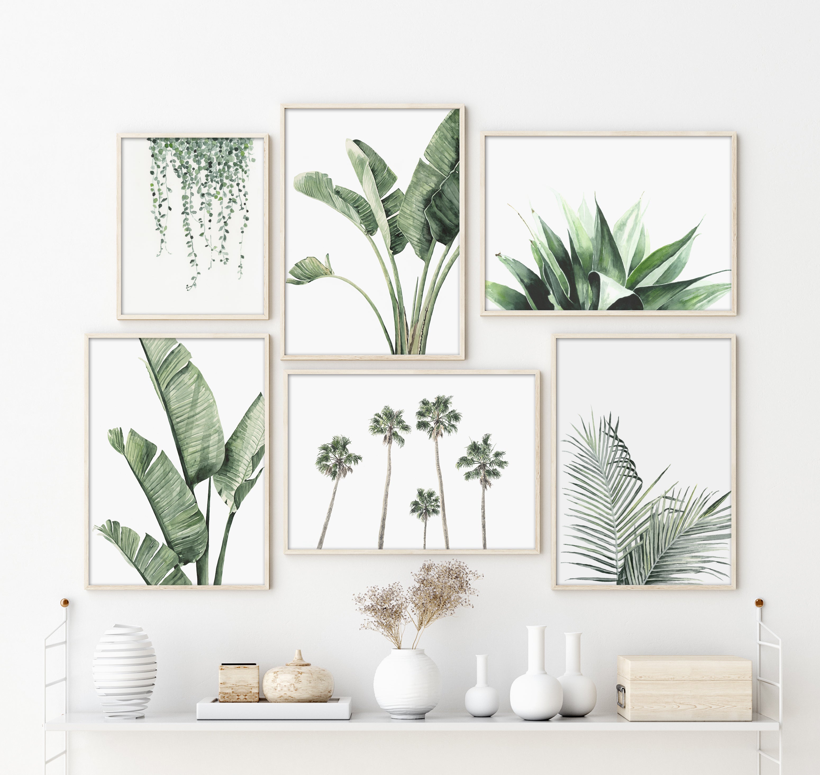 Coastal Hamptons art wall palms