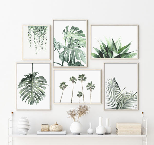 Coastal styled tropical botanical art prints