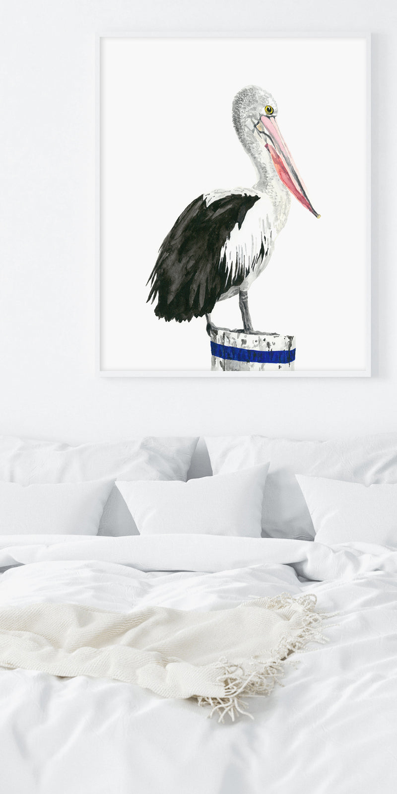 Percy the Pelican: Watercolour Wall Print