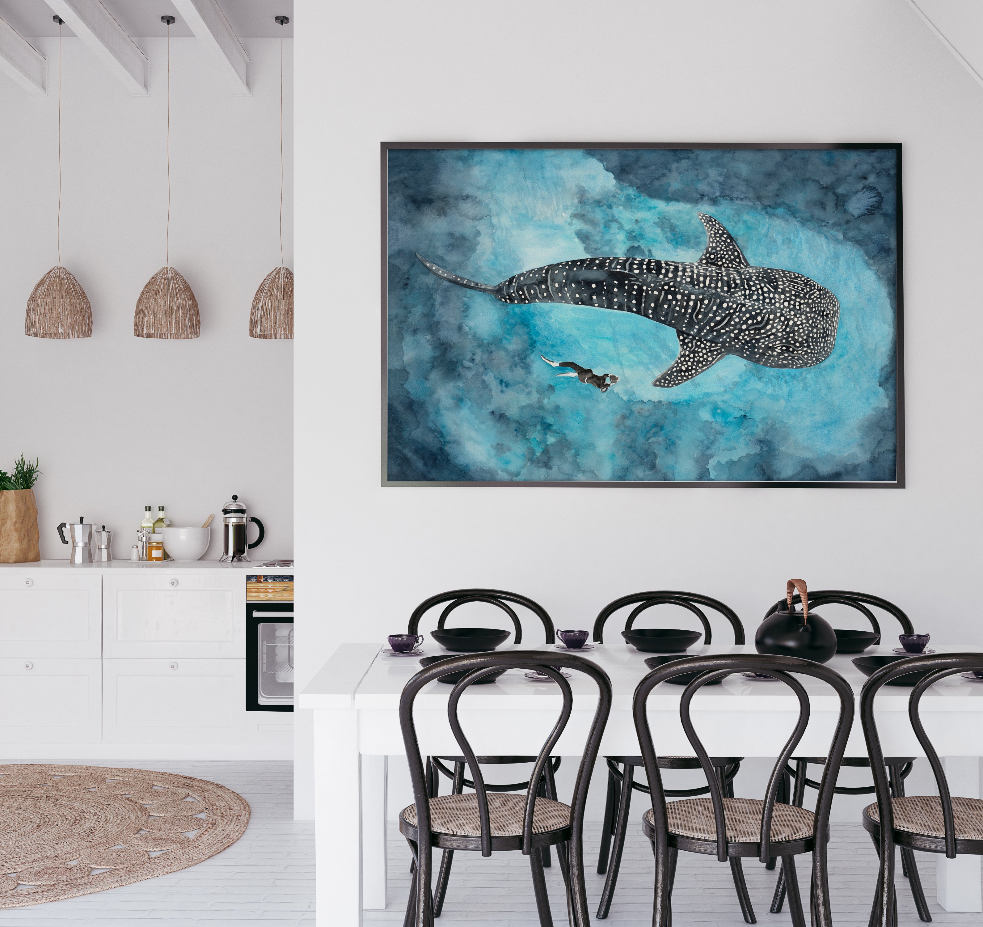 Whale Shark Encounter: Original Watercolour on Paper