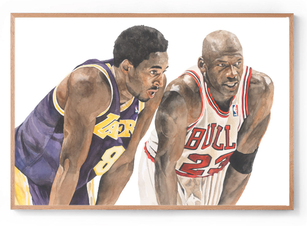 Kobe Bryant & Michael Jordan: Basketball Original Watercolour Artwork